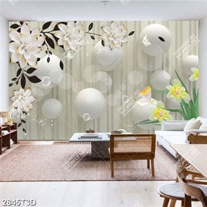 Tranh gắn tường hoa 3D và nền trắng in kính
