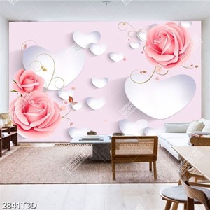 Tranh gắn tường hoa hồng nền trái tim đẹp