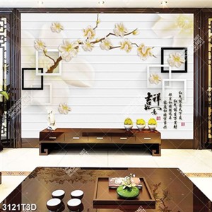 Tranh gắn tường hoa chữ hán phong thủy in kính