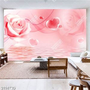 Tranh dán tường hoa hồng và hình trái tim đẹp
