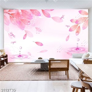 Tranh dán tường những chiếc lá màu hồng