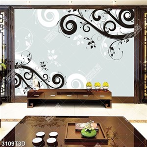 Tranh dán tường  hoa văn đen trắng