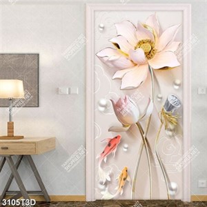 Tranh hoa sen và cá chép trang trí bếp