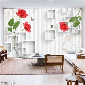 Tranh dán tường hoa hồng và bướm đẹp