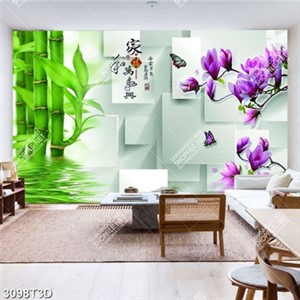 Tranh hoa mộc lan và tre trên mặt nước cực đẹp