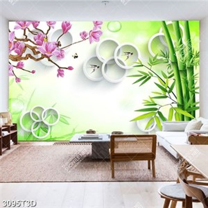 Tranh trang trí tường hoa mộc lan và tre in kính