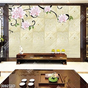 Tranh trang trí hoa trên nền gạch tường đẹp