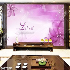 Tranh dán tường hoa tím chữa LOVE  đẹp