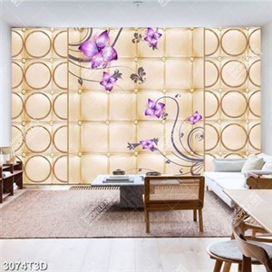 Tranh hoa tím trên nền gạch tường đẹp