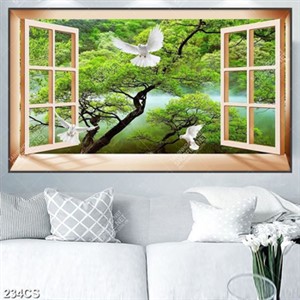 Tranh những chú bồ câu trắng bên ô cửa sổ