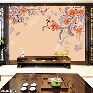 Tranh gắn tường hoa nền cam chất lượng cao