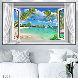 Tranh cửa sổ và bãi biển đẹp nhất in uv