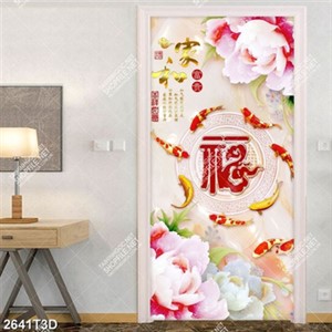 Tranh treo tường đàn cá chép và chữ hán đẹp