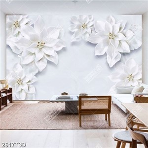 Tranh hoa 3D màu trắng tinh tế