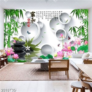 Tranh treo tường hoa sen và tre đẹp