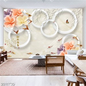 Tranh gắn tường hoa trên nền họ tiết tròn chất lượng cao