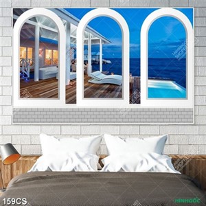 Tranh cửa bên biển decor tường