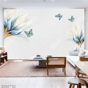 treo tường hoa và bướm màu xanh đẹp file gốc