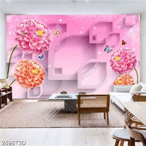 Tranh treo tường hoa và bướm nền hồng đẹp