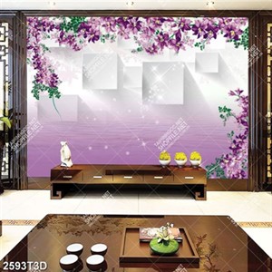 Tranh gắn tường hoa màu tím lãng mạng