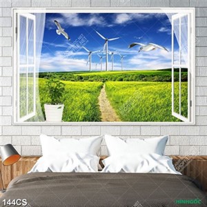 Tranh những chú chim bay lượn bên khung cửa