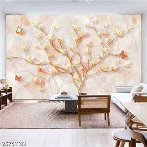 Tranh gắn tường cành hoa in kính