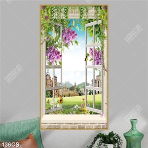 Tranh 3D cửa sổ và những tòa lâu đài