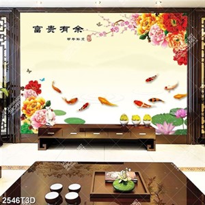 Tranh treo tường hoa và đàn cá chép đẹp