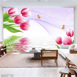 Tranh gắn tường hoa tulip mặt lụa