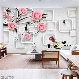 Tranh hoa hồng nền họa tiết in uv