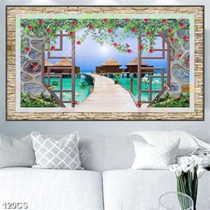 Tranh dàn hoa hồng leo bên cửa sổ file gốc