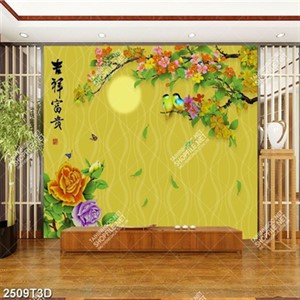 tranh hoa và đôi chim nhỏ đẹp chất lượng cao