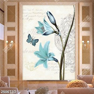 Tranh treo tường hoa và bướm xinh in mặt kính