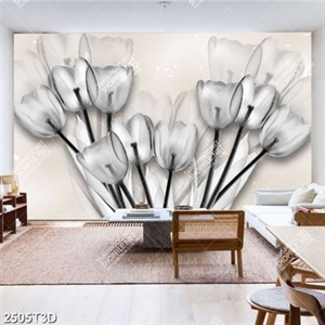 Tranh treo tường hoa tulip trắng đen sang trọng