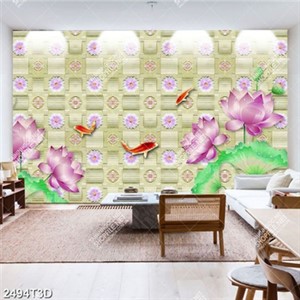 Tranh hoa sen và cá chép sang trọng