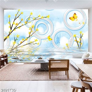 Tranh treo tường cành mai vàng bên cánh bướm