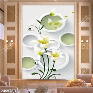 Tranh hoa trắng và vòng tròn hiện đại