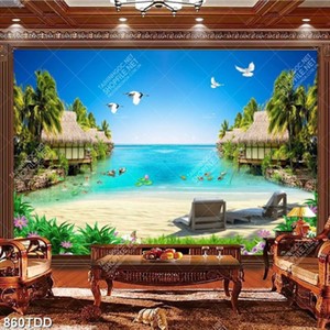 Tranh 3D khu nghỉ dưỡng nghê thuật đẹp
