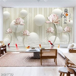 Tranh hoa sen cá  chép 3D chất lượng cao