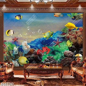 Tranh 3D san hô và đàn cá tung tăng trang trí phòng bé