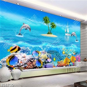 Tranh cá heo và hòn đảo nhỏ chất lượng cao