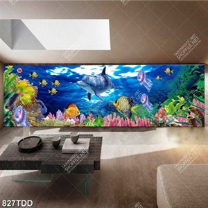 Tranh đàn cá heo in tranh kính siêu nét