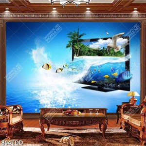 Tranh 3D đại dương và cá treo tường chất lượng cao