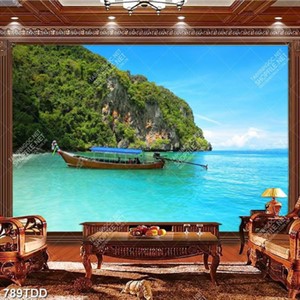 Tranh con thuyền trên đảo nhỏ