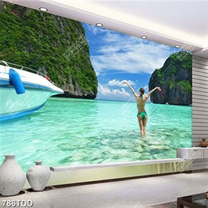 Tranh thiếu nữ tắm biển chất lượng cao