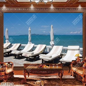 Tranh dãy ghế  trên khu nghỉ dưỡng chất lượng cao