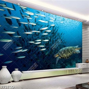 Tranh đàn cá đại dương chất lượng cao