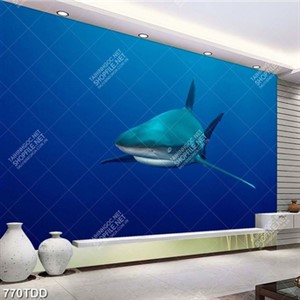 Tranh cá mập đại dương xanh