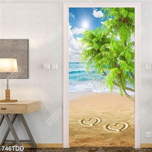 Tranh bãi biển và hàng dừa chất lượng cao