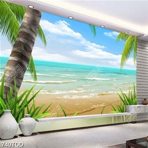 Tranh phong cảnh biển và hàng dừa chất lượng cao